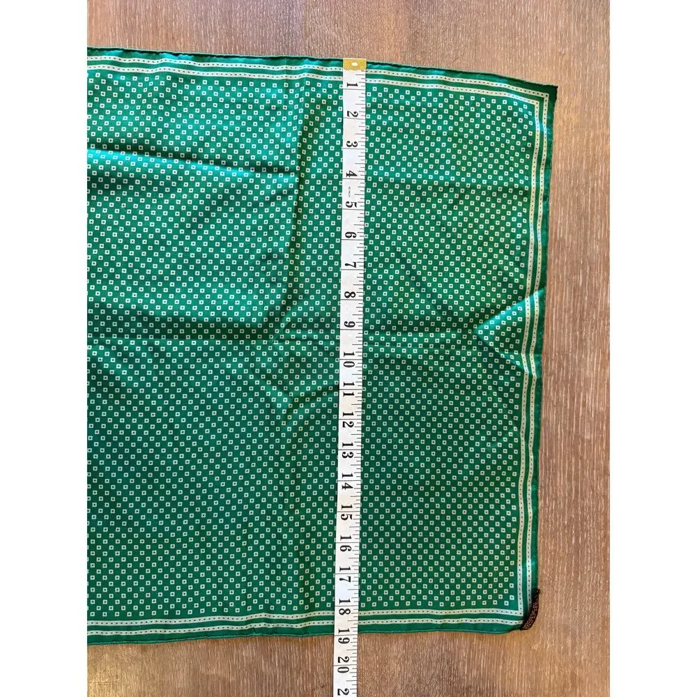Vintage Green pattern Silk Made in Italy Square Scarf Neck Tie Gameday
